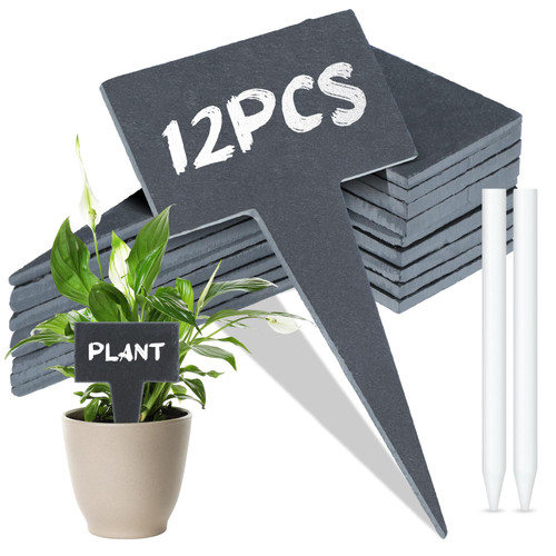 Wesiti 12 Pcs Plant Labels Reusable Slate T Type Plant Tags Plant Markers Garden Label Stakes Plant Name Tags Waterproof Garden Signs with Stone Chalks for Outdoor Herb Flower Vegetable Plant Planter Wesiti 12 Pcs Plant Labels Reusable Slate T Type Plant Tags Plant Markers Garden Label Stakes Plant Name Tags Waterproof Garden Signs with Stone Chalks for Outdoor Herb Flower Vegetable Plant Planter
