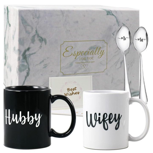 Wedding Gifts for Couple, Engagement Gift, Bridal Shower Gifts for Couple, Newlywed Marriage Mr and Mrs Gifts, Wifey Hubby Coffee Mugs Gift Set, 11 oz Wedding Gifts for Couple, Engagement Gift, Bridal Shower Gifts for Couple, Newlywed Marriage Mr and Mrs Gifts, Wifey Hubby Coffee Mugs Gift Set, 11 oz