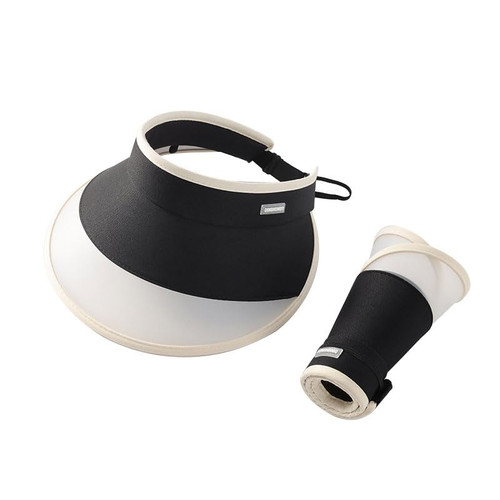 vesnish Women Sun Visor Hat, UV Protection Adjustable Wide Brim Summer Hats for Sports, Packable Ponytail Beach Visors Cap Frosted Black