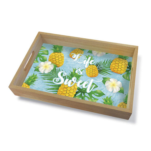 Tropical Island Coastal Wood Tray Large Life is Sweet