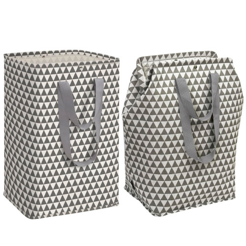 STORAGE MANIAC 2 Pack Large Laundry Hamper Waterproof Freestanding Collapsible Laundry Hamper, Tall Clothes Hamper Tall Laundry Baskets Laundry Bag with Easy Carry Extended Handles, 75L Triangle