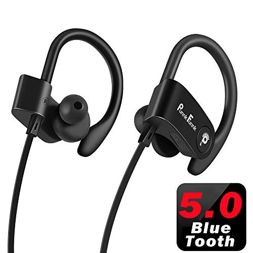 PunnkFunnk Wireless Headset Bluetooth 5.0,Wireless Earphone Sport, IPX4 Waterproof,HiFi Bass Stereo Earbuds,Noise Cancelling Headphone/mic for Workout,Running,Gym