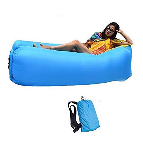 Bry Inflatable Lounger Air Chair Sofa Bed Sleeping Bag Couch for Beach Camping Lake Garden (Blue-2)