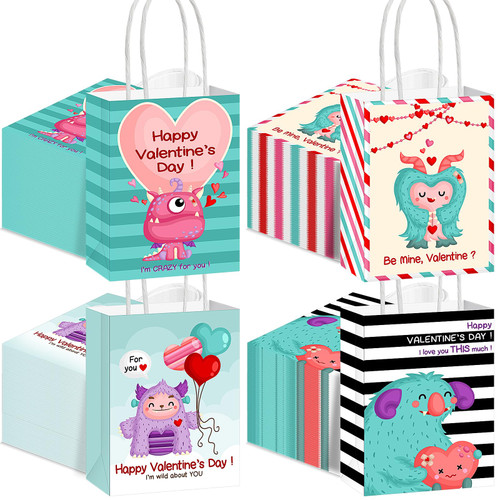 Sayglossy 100 Pieces Small Valentine's Day Paper Gift Bags Bulk 6 x 4.5 x 2.5 Inches Mini Monster Gift Bags with Handles Valentine Treat Bags Party Favors Bags for Valentines Party Supplies Sayglossy 100 Pieces Small Valentine's Day Paper Gift Bags Bulk 6 x 4.5 x 2.5 Inches Mini Monster Gift Bags with Handles Valentine Treat Bags Party Favors Bags for Valentines Party Supplies