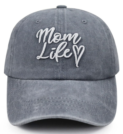 Mom Life Hats for Women Mama, Funny Mothers Day Christmas Birthday Gifts for Mom Wife Mommy Grandma, Adjustable Washed Cotton 3D Embroidered Baseball Cap