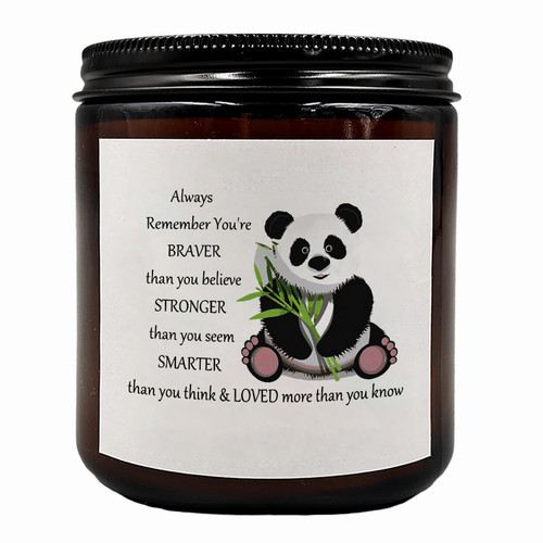 KU-DaYi Always Remember You are Braver Than You Believe Scented Candles, Panda Lover Gifts, Inspirational Gifts for Women Sister Friends Candle, Christmas Gifts Amber Soy Wax Jar Candle Room Decor