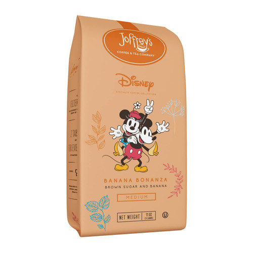 Joffrey's Coffee - Disney Banana Bonanza, Disney Spring Edition Coffee Collection, Artisan Medium Roast, 100% Arabica Beans, Banana & Brown Sugar Flavored Coffee, Brew or French Press (Whole Bean, 11 oz) Joffrey's Coffee - Disney Banana Bonanza, Disney Spring Edition Coffee Collection, Artisan Medium Roast, 100% Arabica Beans, Banana & Brown Sugar Flavored Coffee, Brew or French Press (Whole Bean, 11 oz)