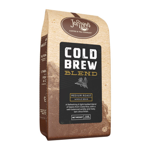 Joffrey's Coffee - Cold Brew Blend, Costa Rica-Sourced Beans, Medium Roast, Arabica Coffee Beans, Lively Citrus Finish (Whole Bean, 12oz)