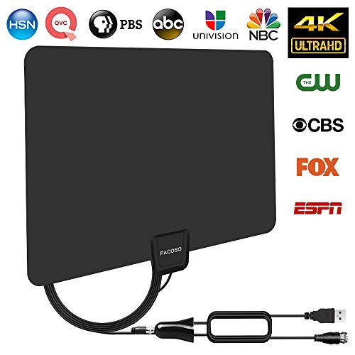 Amplified Indoor HDTV Antenna 95 Miles Range, Support 4K 1080P HD VHF UHF & Older TVs Digital Antenna with Amplifier Signal Booster,13.2ft Coax Cable