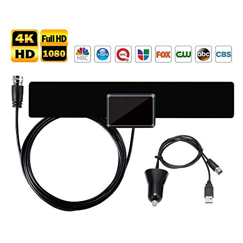 Amplified Indoor HD TV Antenna 50-75 Miles Range, Amplifier Signal Booster Support 4K 1080P UHF VHF Freeview HDTV Channels, 13.2ft Coax Cable
