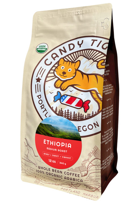 Ethiopia Yirgacheffe - USDA Organic - Whole Bean Coffee - Medium Roast - 100% Arabica Beans - Fair Trade - Shade-grown -12 oz