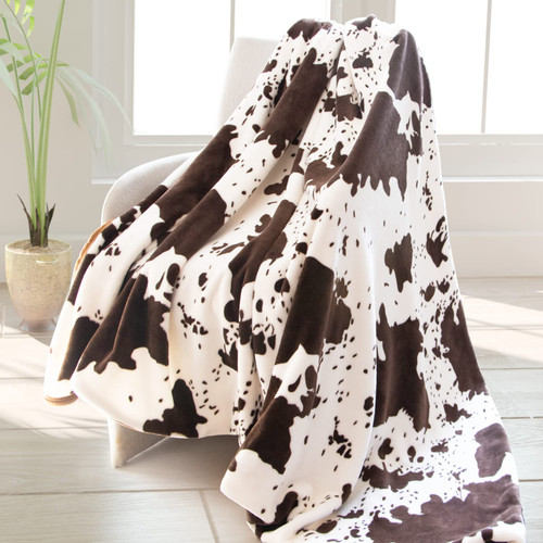 Cow Print Blanket Soft Fleece Flannel Cozy Cute Blankets Warm Plush Lightweight Throw All-Season for Couch Sofa Bed and Throws Adults Kids Boys Teens Gift 50"x60"