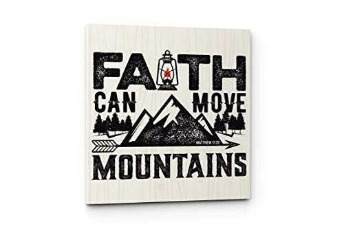 Qutenest Christian Canvas Wall Art - Faith Can Move Mountains Quote, Matthew 17:20, Bible Verse, Religious Wall Decor - Ready to Hang (Faith Can Move Mountains, 11" W x 11" H)