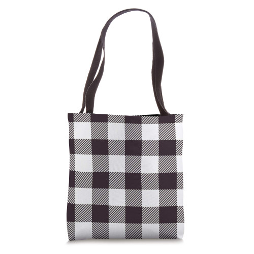 Black and White Buffalo Plaid Christmas Pattern Tote Bag