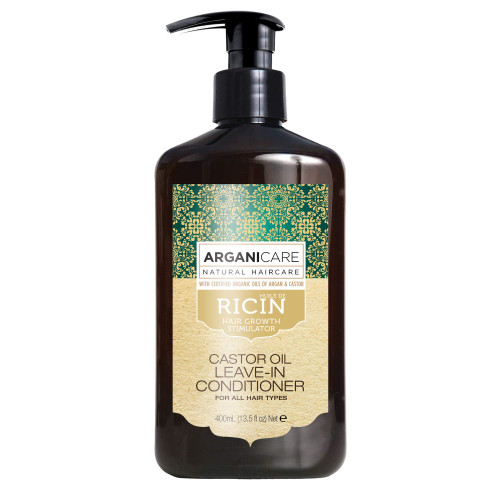 Arganicare Organic Castor Oil Leave in Conditioner for Hair Growth - Enriched with Argan Oil, Silk, and Shea Moisture for Hair Thickening and Growth - Hair Growth Products for Men & Women | 13.5 fl oz
