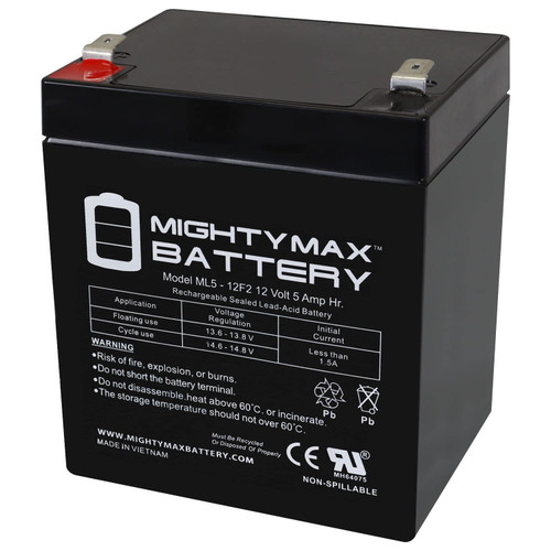 12V 5Ah F2 SLA Replacement Battery for Leoch DJW12-5.0T
