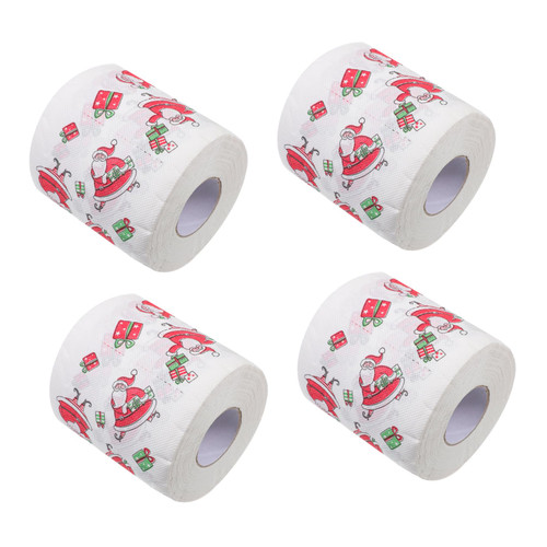 Gatuida 4 Rolls Christmas Toilet Roll Holiday Toilet Paper Home Tissue Paper Santa Claus Toilet Paper Christmas Tissue Napkin Paper Bathroom Paper Santa Napkins Face Printing Facial Tissue