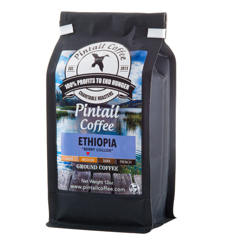 Pintail Coffee - Ethiopian "Berry Collide" Medium Roast, Ground Coffee, 12oz bag.