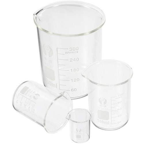 Gatuida 4pcs Set Glass Beaker Clear Beaker with Spout Laboratory Beaker Chemistry Glassware Glass Graduated Beaker Borosilicate Measuring Cup 10ml Beaker Measuring Beakers Conical