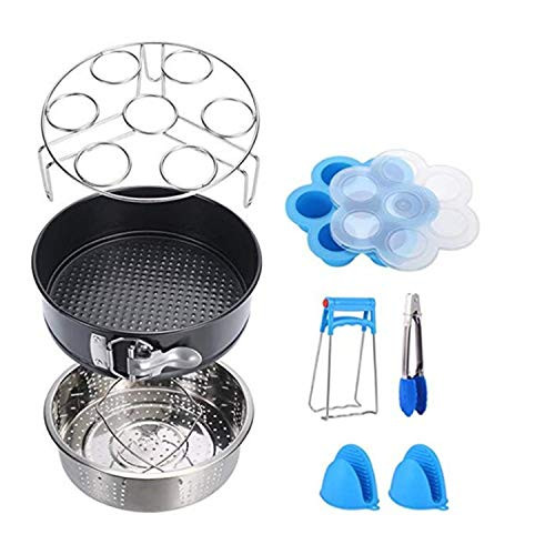 Accessories for Instant Pot- 8 Pieces Pressure Cooker Accessories 6,8 Qt, Non-stick Springform Pan, Egg Bite Mold, Steamer Basket, Egg Steamer Rack, Mini Mitts, Silicone Kitchen Tongs by Dorihom