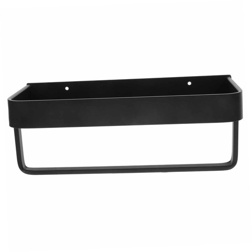 FUOYLOO Towel Storage Rack Hanging Shower Shampoo Storage Organizer Wall Mounted Bathroom Shelf Towel Organizer Black Wall Shelves Bathroom Towel Holders Aluminum Basket Wall-Mounted