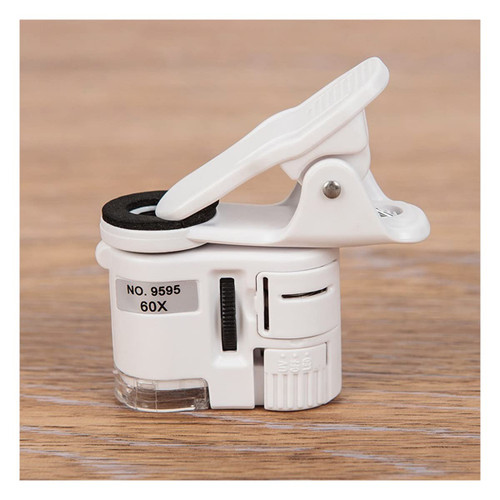 Microscope Accessories Kit Focusing Pocket LED Jewelry Magnifying Glass 60X Universal Clip Microscope Microscope Slides