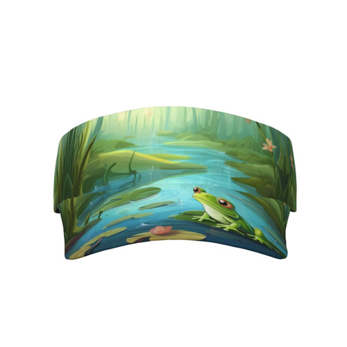 Frog in a Pond Sunscreen Visor Hats for Women Men Sports Sun Visor Hats Empty Top Baseball Sun Cap Black