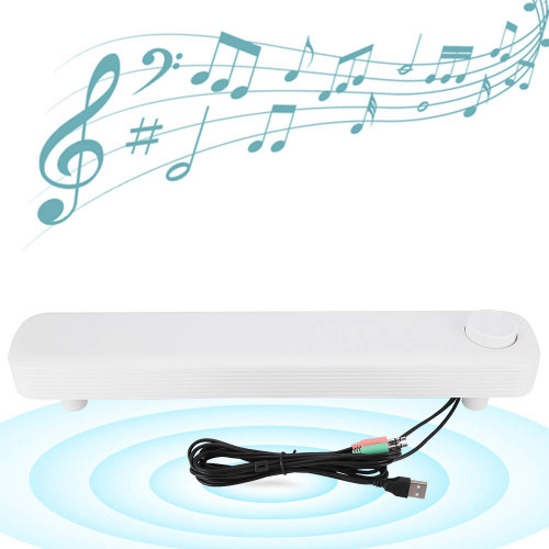 Heayzoki Soundbar, Computer Speakers, Desktop Notebook Subwoofer Speaker TwoChannel Computer Accessory for PC Tablets Desktop Cellphone Laptop (White)