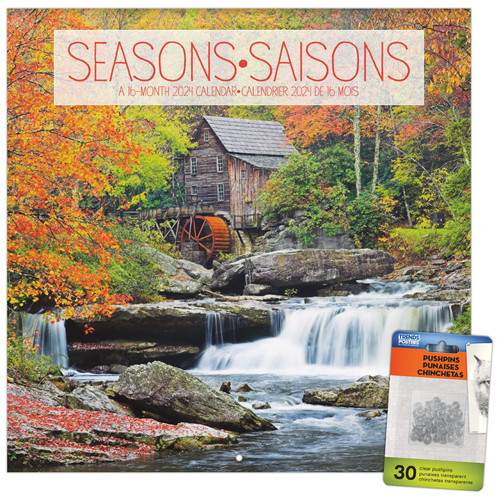 2024 Seasons Wall Calendar & Push Pins