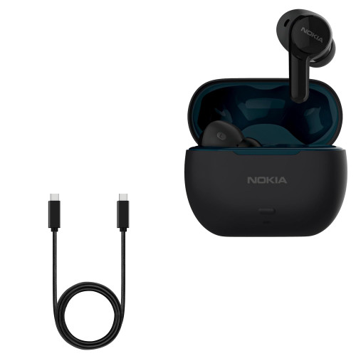 BoxWave Cable Compatible with Nokia Clarity Earbuds - DirectSync PD Cable (3ft) - USB-C to USB-C (100W), Type C Braided 3ft Charge and Sync Cable - Jet Black