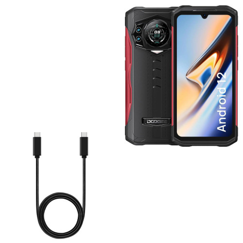 BoxWave Cable Compatible with Doogee S98 - DirectSync PD Cable (3ft) - USB-C to USB-C (100W), Type C Braided 3ft Charge and Sync Cable - Jet Black