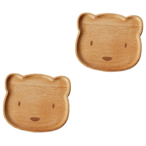 PRETYZOOM 2pcs Dishes Tray Plates Dessert Tray Fruit Plate Snack Plate Food Trays Wooden Tray Bread Tray Serving Plate Food Serving Tray Kids Plate Tableware Bamboo Dessert Plate