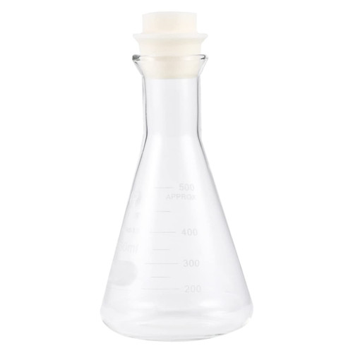 Healvian 1pc Erlenmeyer Flask with Stopper Erlenmeyer Flask Glass Graduated Flask Test Tubes with Lids Reaction Flask Erlenmeyer Flask 500ml Glass Flask Clear Scale Clothing Student Use