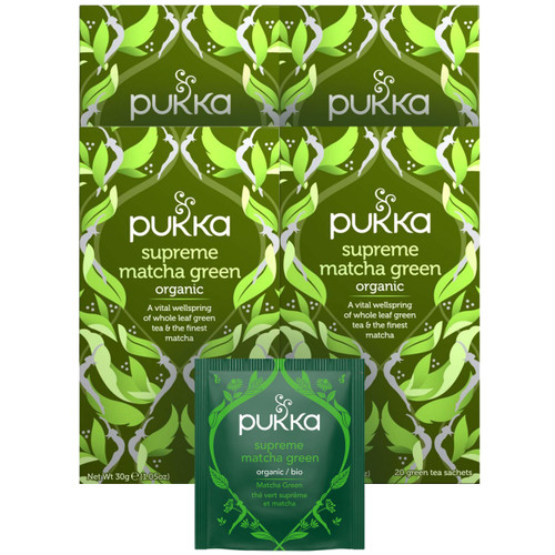 Pukka Organic Tea Bags, Supreme Matcha Tea Herbal Tea with Oothu, Sencha & Suio, Perfect for Daily Power, 20 Count (Pack of 4) 80 Tea Bags