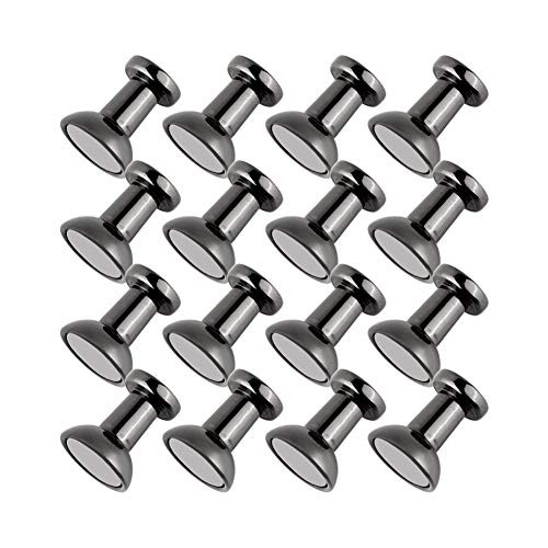 Magnetic Push Pins, Black Refrigerator Magnets, OGIS 16pcs Brushed Nickel Push Pin Magnets Perfect for Fridge Magnets, Office Magnets, Whiteboard Magnets, Map Magnets
