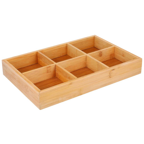 Cabilock Bamboo Box Appetizer Tray Wood Fruit Tray Candy and Nut Container Sectional Serving Platter Fruit Storage Tray Snack Serving Tray Wooden Divided Tray Desktop Food Plate