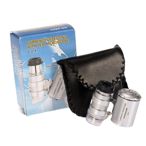 Smicroscope Accessories for Adults 60X Mini Pocket High Power Microscope Portable LED Magnifier Microscope