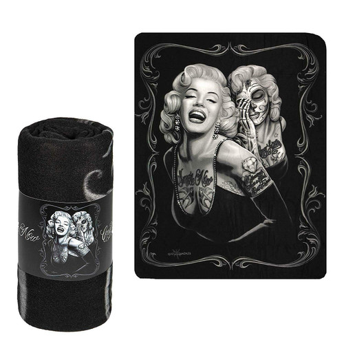 Marilyn Monroe Day of The Dead Smile Now Cry Later Rockabilly Super Soft Fleece Throw Blanket