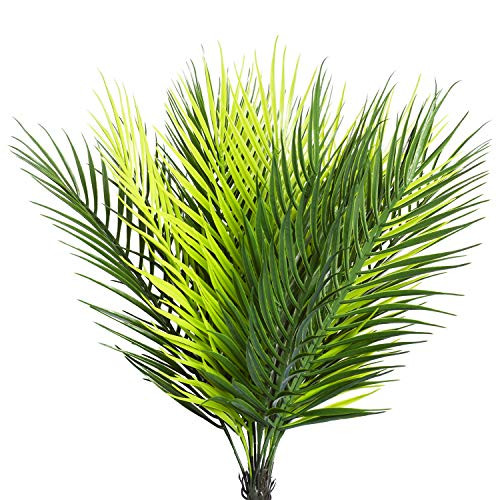 SzJias 2 Pcs Artificial Plants Greenery Palm Tropical Tree Faux Fake Palm Fronds Plant Artificial Flowers Greenery for Home Kitchen Party Arrangement Wedding Decorations