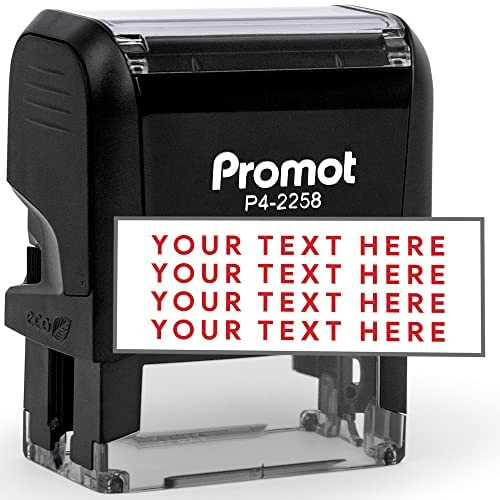 Promot Self Inking Personalized Stamp - Up to 4 Lines of Personalized Text, Custom Address Stamp, Office Stamps, Customized Stamp, Custom Stamps Self Inking with Easy to Change Ink Cartridge (Large)