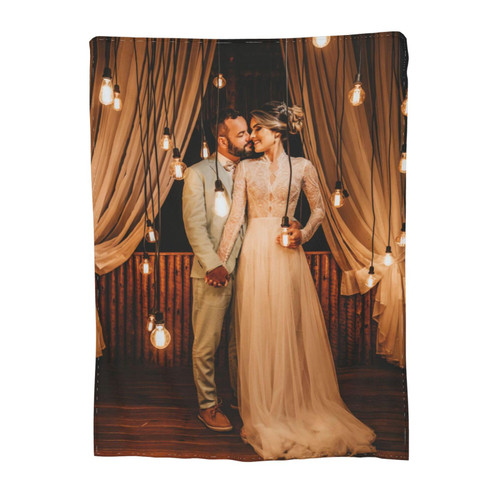 Custom Blanket with Photos Text Customized Blanket Personalized Flannel Throw Blankets for Adult Kid Birthday Christmas Fathers Mothers Valentines Day Wedding Gifts,1 Photo,30"x40"