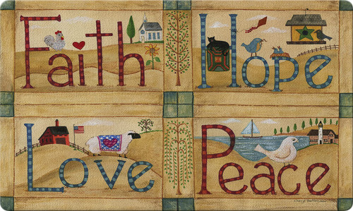 Faith Hope Love Peace Religious Door Mat Outdoor Doormat for Entryway Indoor Entrance