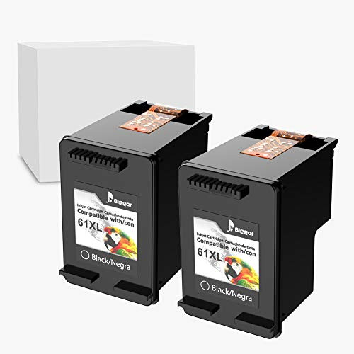 Bigger Remanufactured Ink Cartridge Replacement for HP 61XL 61 XL Compatible for HP DeskJet 1000 1010 1050 1510 2050 2510 2540 3000 3050 3055, HP Envy 4500 5530, HP OfficeJet 2620 4630 (2 Black Pack)