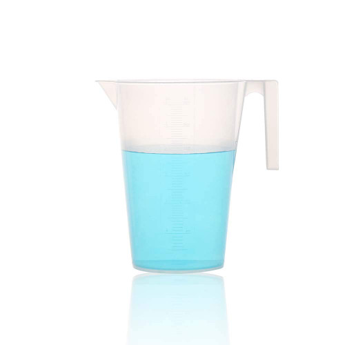 ULAB Half Handle Plastic Measuring Beaker, Vol. 3000ml, with Spout and Molded Graduation, UBP1011