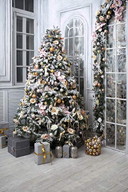 DLERGT 5X7FT Christmas Tree Decorating Thin Vinyl Customized Photography Backdrop Background Studio Prop 2-204