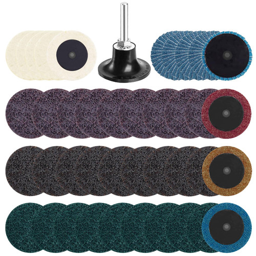 Shyshining 40PCS 2 Inch Quick Change Sanding Discs, Nylon Surface Conditioning Discs, 1/4" Roll Lock Holder Die Grinder Sanding Disc for Surface Strip Grind Polish Burr Fine Medium Coarse