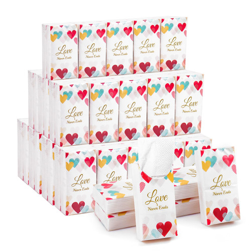Ruksifg 50 Pack Pocket Tissues Travel Packs Bulk Individual Small Tissue Packs for Wedding 4-Ply Sheets,10 Sheets Per Pack Tissues Travel Size