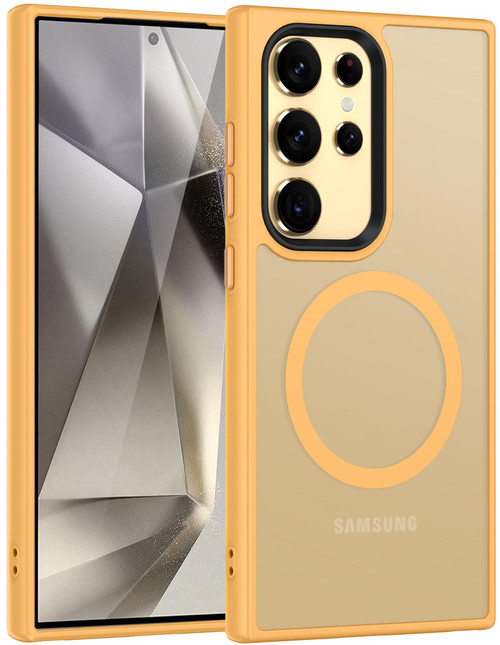 Oterkin for Samsung Galaxy S24 Ultra Case[Wireless Charging not Supported],S24 Ultra Case with Translucent Matte Back,15FT Military Grade S24 Ultra Phone Case for S24 Ultra(Orange)