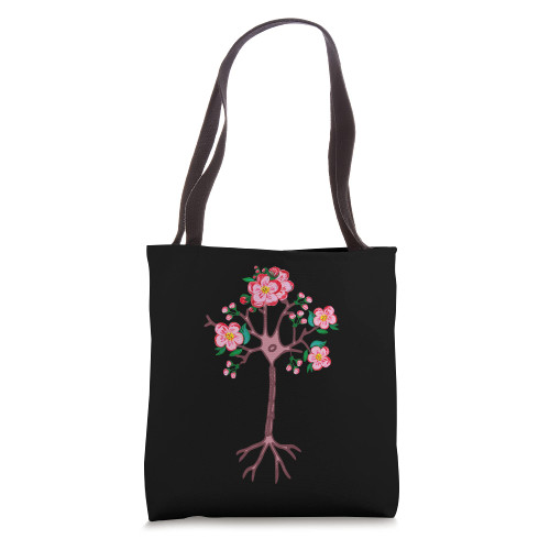 Neuron Brain Nerve Cell Floral Flower Tree Art Neuroscience Tote Bag