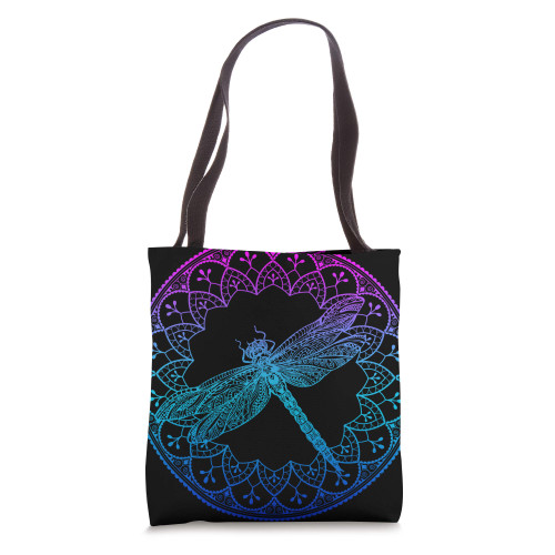 Mandala Fractal Geometry Beautiful Insect Pretty Dragonfly Tote Bag